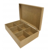 Caixa Retangular 20x30x8 c/ 6 divisórias e Dobradiça MDF Cru