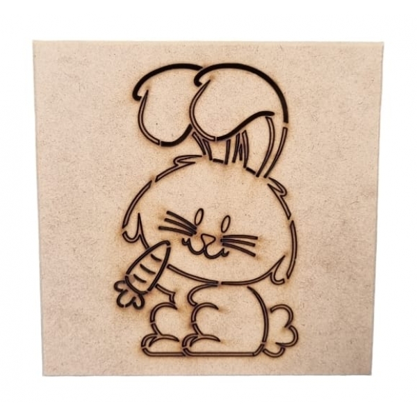 Caixa de Pascoa Coelho c/ Cenoura Bombons Chocolates MDF cru