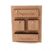 Calendário Permanente de Parede Semana, Mês e Ano MDF cru