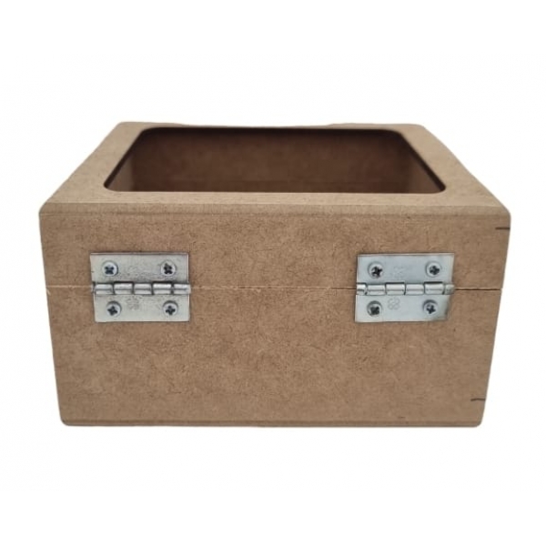 Caixa Chá Quadrada c/ Vidro Divisórias e Dobradiças MDF cru