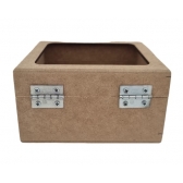 Caixa Chá Quadrada c/ Vidro Divisórias e Dobradiças MDF cru