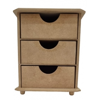 Cômoda 3 Gavetas Organizador Porta Joias Lacinhos MDF cru