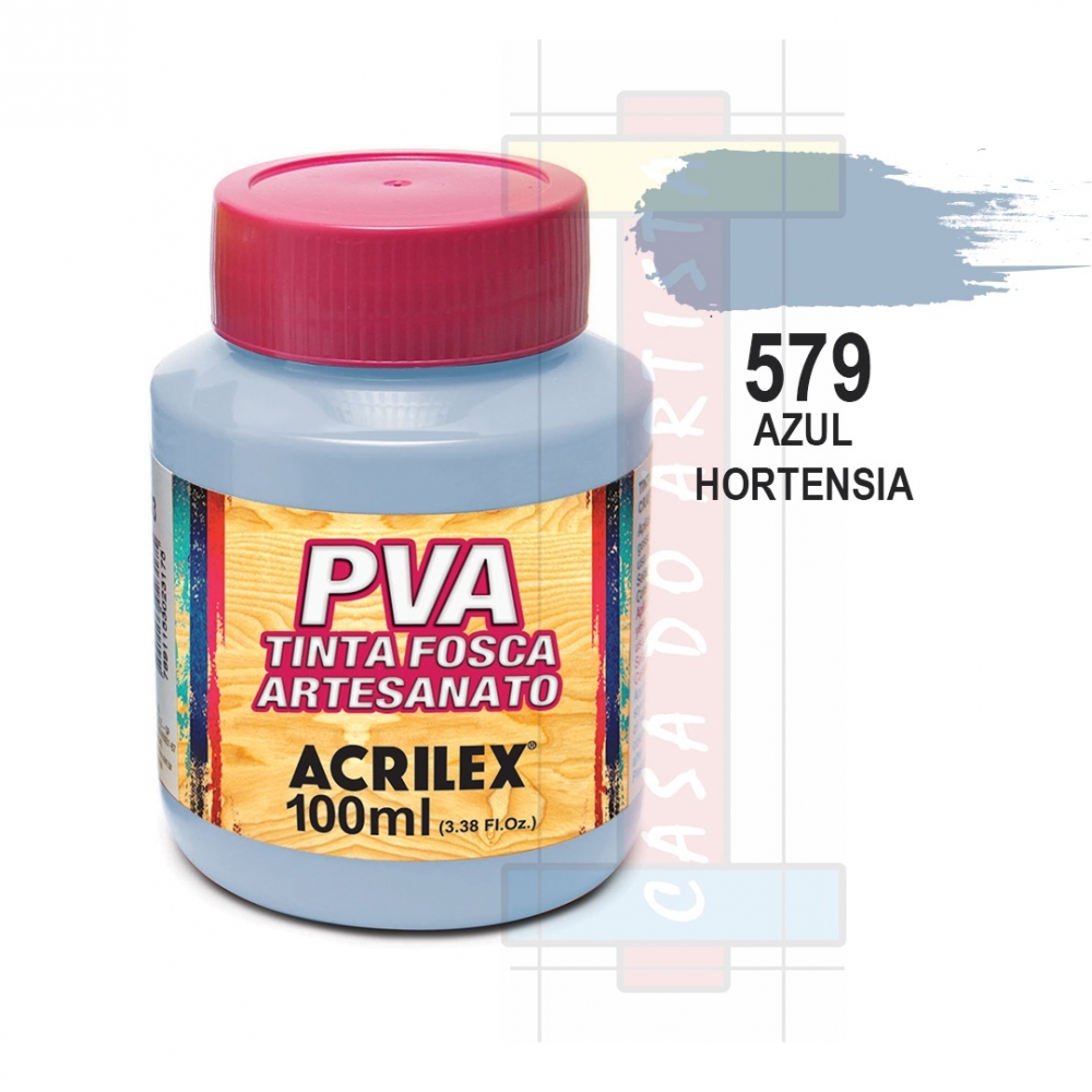 Tinta PVA Fosca Para Artesanato 100ml Acrilex - 579 Azul Hortênsia
