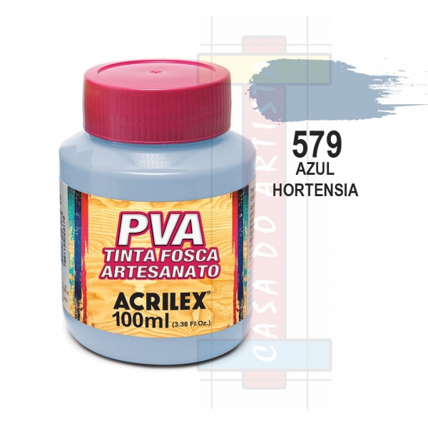 Tinta PVA Fosca Para Artesanato 100ml Acrilex - 579 Azul Hortênsia
