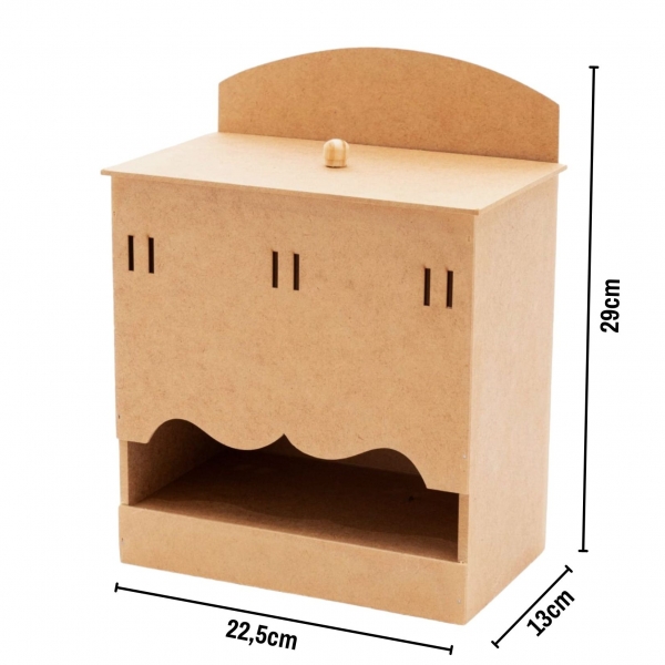 Kit Higiene Bebê Passa Fita Porta Fraldas Abajur MDF cru
