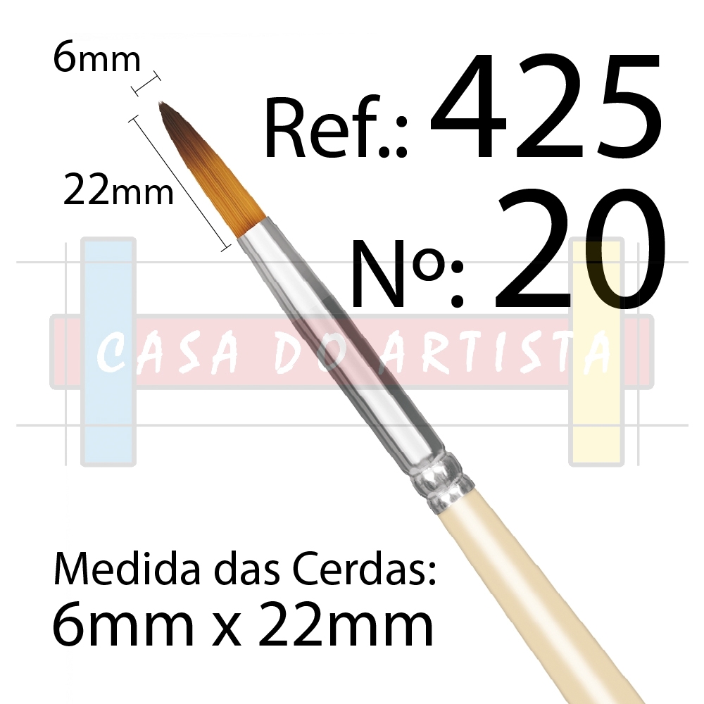 Pincel Ref. 425 Condor Redondo Fino Konex Ocre Macio - Tamanho 20
