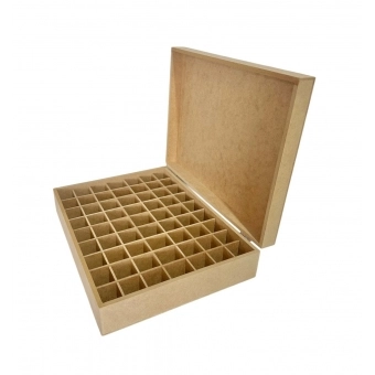 Caixa p Óleos Essencias 5ml e 15ml c 63 divisórias MDF Cru