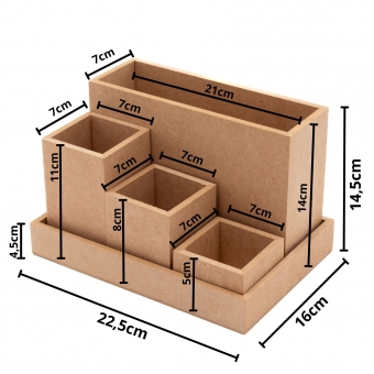 Organizador de Mesa p/ Escritório Documentos MDF cru