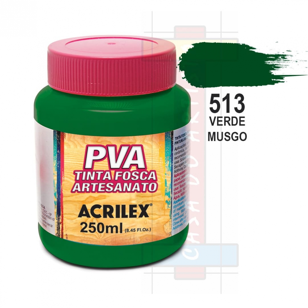 Tinta PVA Fosca Para Artesanato 250ml Acrilex - 513 Verde Musgo