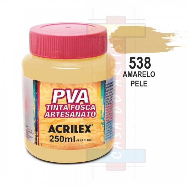 Tinta PVA Fosca Para Artesanato 250ml Acrilex - 538 Amarelo Pêssego