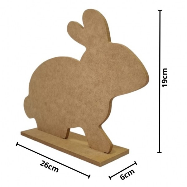 Recorte Coelho da Pascoa de lado na Base MDF cru