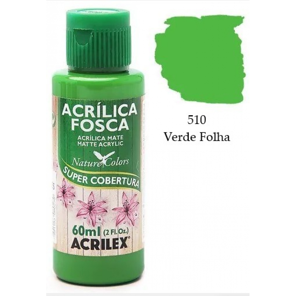 Tinta Acrílica Fosca Nature Colors 60ml Acrilex Artesanato - 510 Verde Folha
