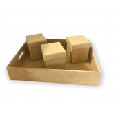 Kit Higiene Bebê Bandeja Reta com 3 Potes MDF Cru