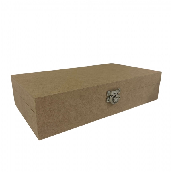 Caixa para Dinheiro 34x20x8 c/ Dobradiça Fecho cadeado MDF Cru