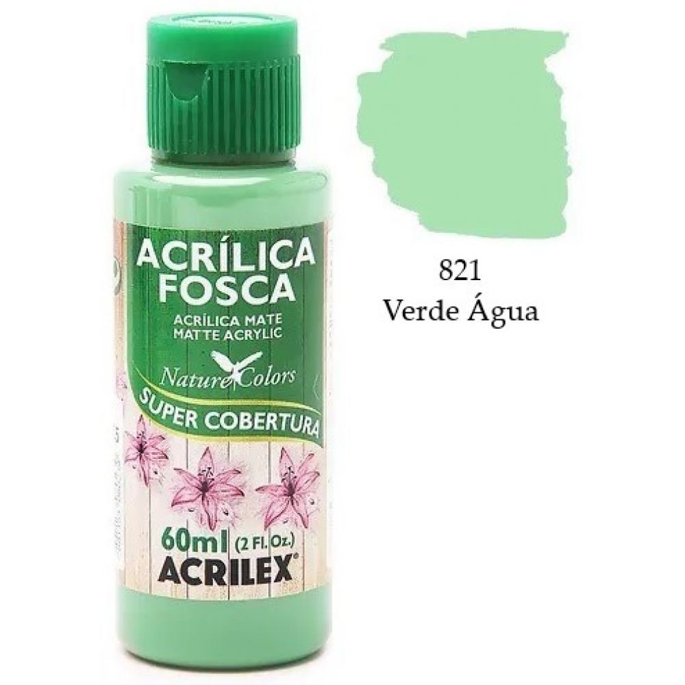 Tinta Acrílica Fosca Nature Colors 60ml Acrilex Artesanato - 821 Verde Água